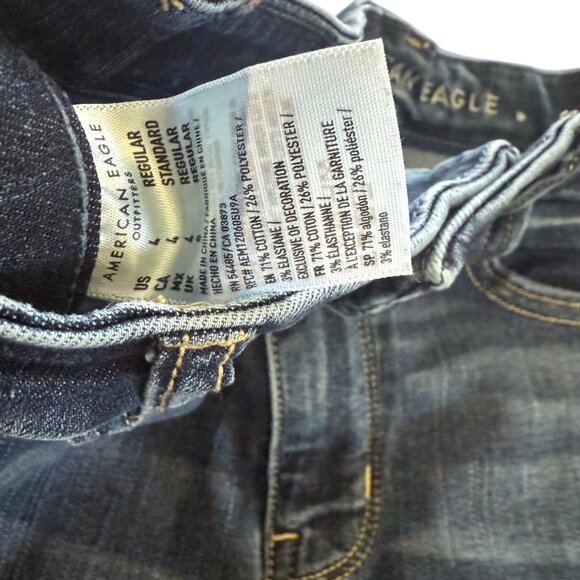 American Eagle Womens Distressed High-Waisted Skinny Jeans size 4 Blue Denim - Picture 3 of 7